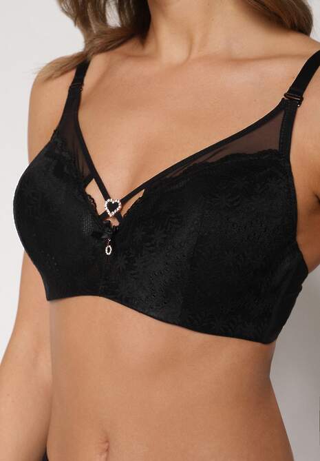 Czarny Biustonosz z Koronki z Sercem z Cyrkonii Adrievianna 5