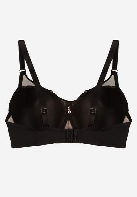 Czarno-Beżowy Koronkowy Biustonosz Ozdobiony Przezroczystą Wstawką Acalinai 7