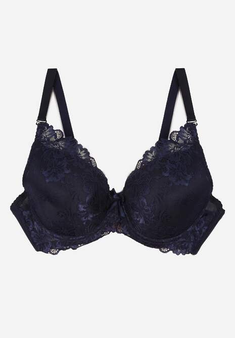 Granatowy Koronkowy Biustonosz w Klasycznym Stylu Coralee