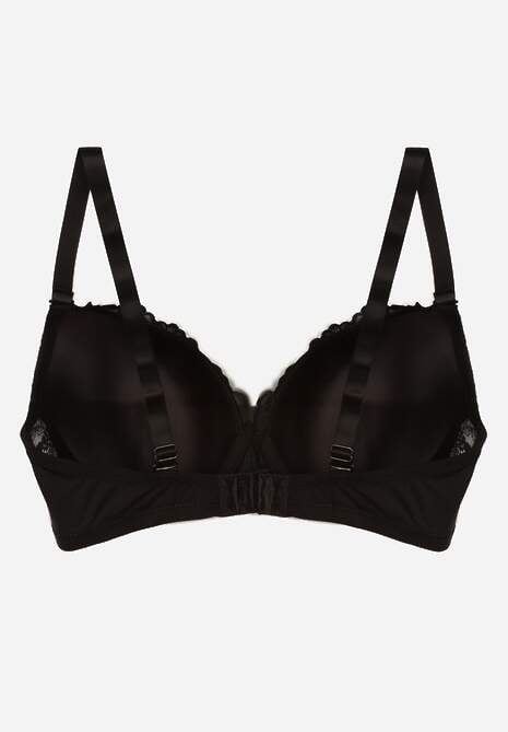 Czarny Biustonosz Ozdobiony Koronką i Kokardką Aqiany 7