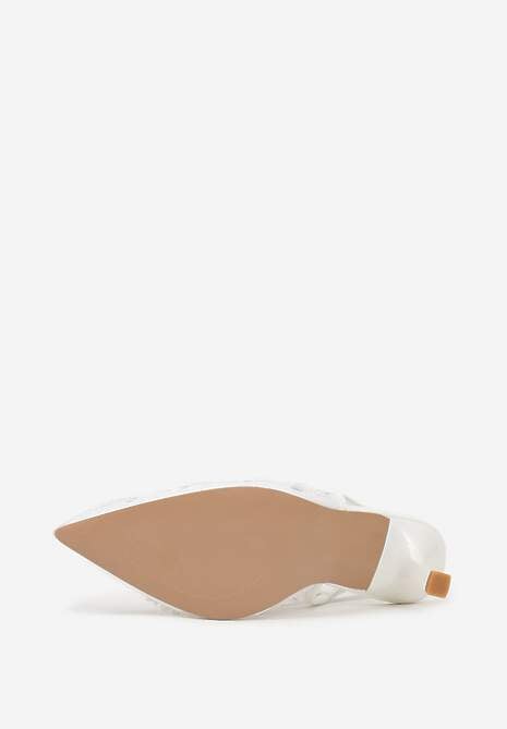 Białe Sandały na Szpilce Typu Slingback z Cekinami Resseris 7