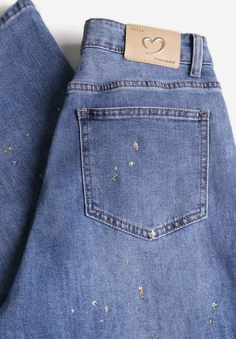 Niebieskie Jeansy Wide Leg High Waist z Błyszczącymi Zdobieniami Lilyss 6