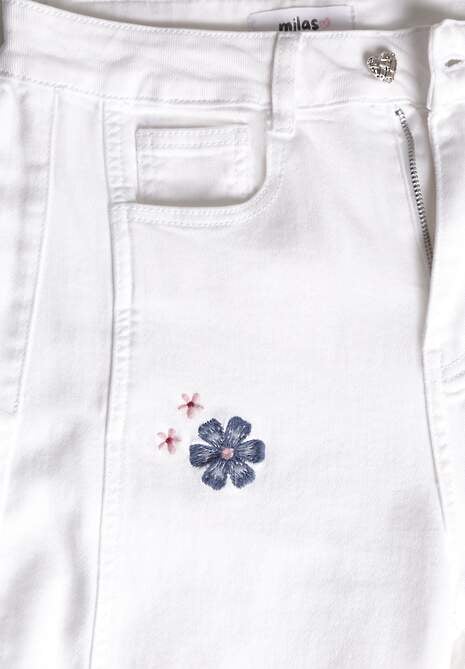 Białe Jeansy Balloon High Waist z Kwiatowym Haftem Irolyn 6
