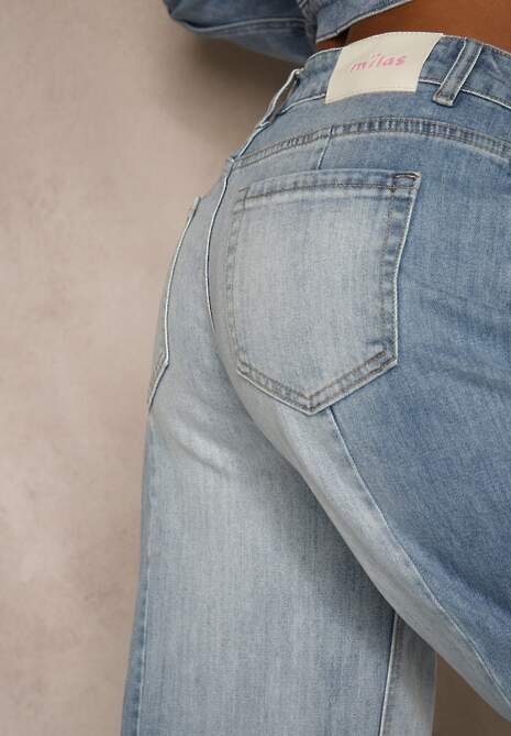Niebieskie Jeansy High Waist Wide Leg w Dwóch Odcieniach Denimu Carilvienne 5
