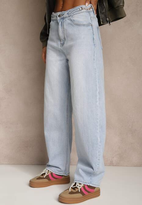 Niebieskie Jeansy Slouchy High Waist Vilinnessa 4