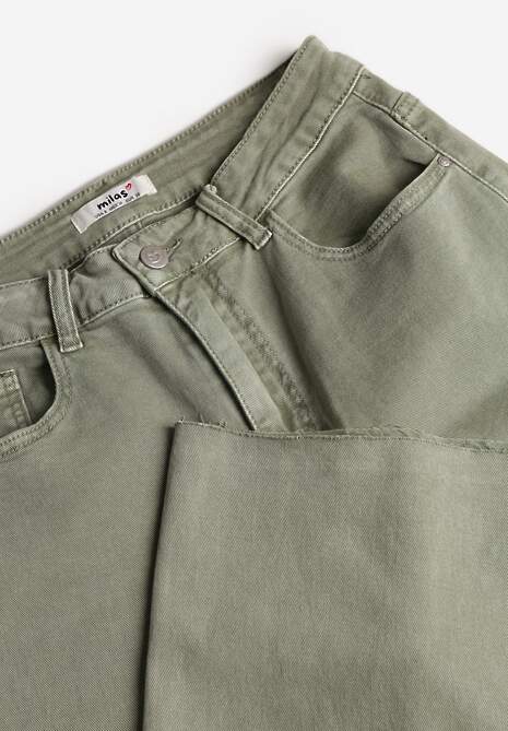 Ciemnozielone Jeansy o Szerokim Kroju z Bawełny High Waist Marquilla 6