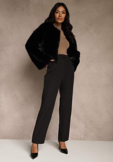 Czarne Spodnie Garniturowe VICES Straight Leg High Waist Ariesysh 4