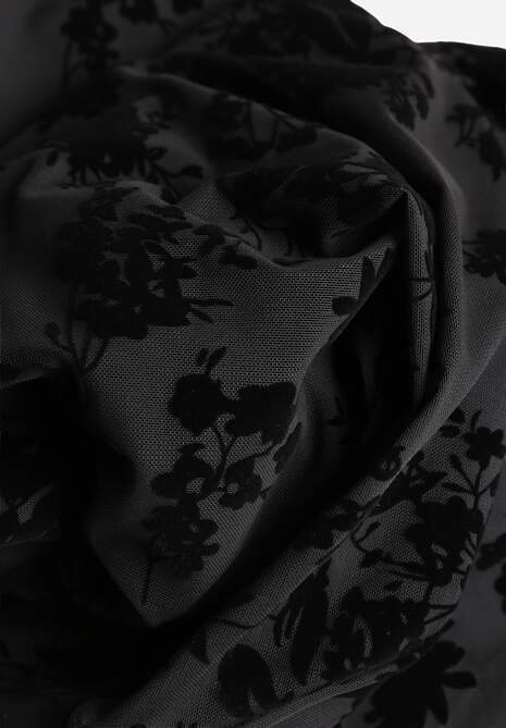 Czarna Koktajlowa Sukienka VICES z Siateczki z Welurowym Wzorem Fyreleva 6