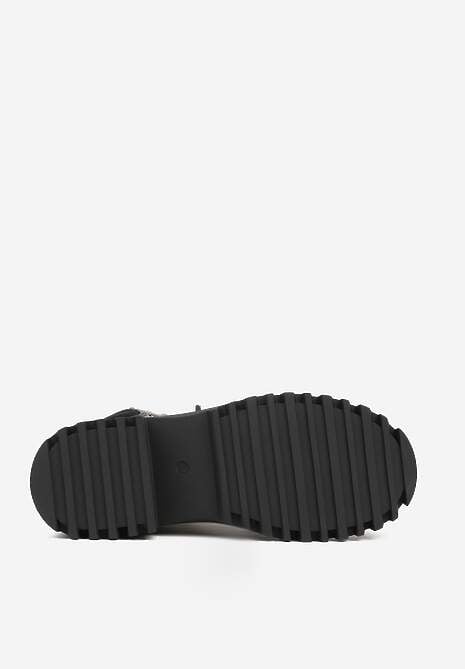 Czarne Trapery w Casualowym Stylu z Futerkowym Zdobieniem na Języku Taniapea 7