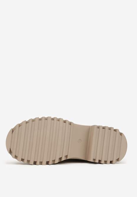 Ciemnobeżowe Trapery w Casualowym Stylu z Futerkowym Zdobieniem na Języku Taniapea 7