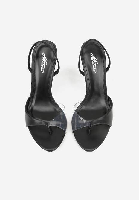 Czarne Sandały na Szpilce z Przezroczystymi Elementami Xilxaris 6