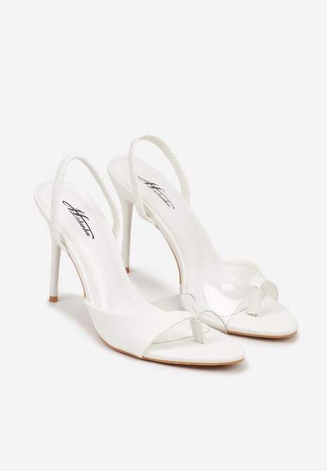 Białe Sandały na Szpilce z Przezroczystymi Elementami Xilxaris 5