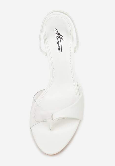 Białe Sandały na Szpilce z Przezroczystymi Elementami Xilxaris 6