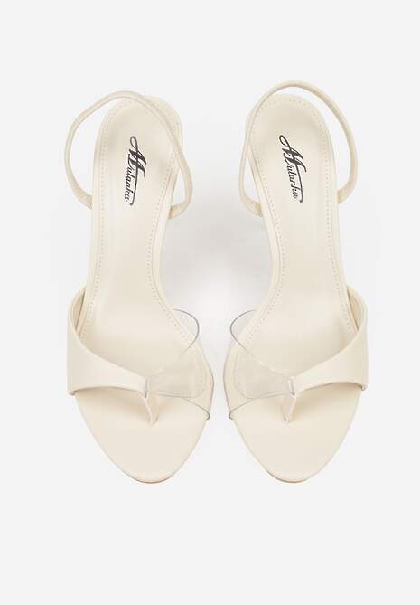 Beżowe Sandały na Szpilce z Przezroczystymi Elementami Xilxaris 6