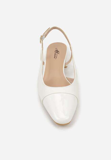 Białe Sandały Slingback na Klocku z Lakierowanym Noskiem Iphisania 6