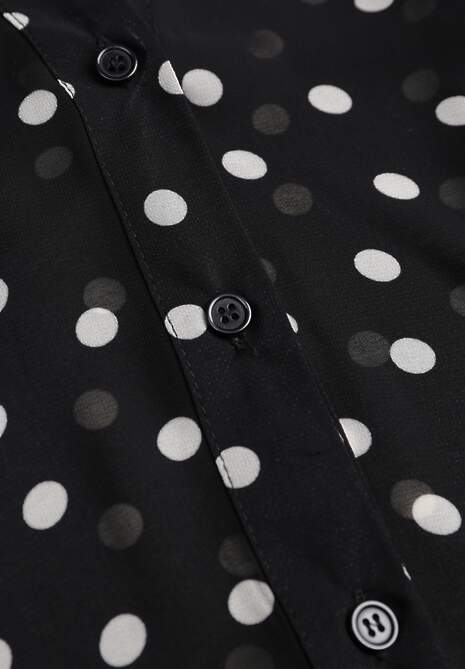 Czarna Koszula z Wiskozy i Bawełny Zdobiona Groszkami i Plisami na Rękawach Osharus 6