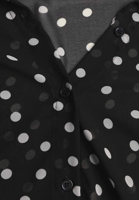 Czarna Półprzezroczysta Koszula w Kropki z Wiskozy i Bawełny z Wiązaniem Delmara 6