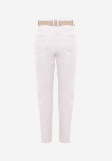 Białe Jeansy Mom Fit z Bawełny i Wiskozy z Dodatkowym Paskiem Prosinix 7