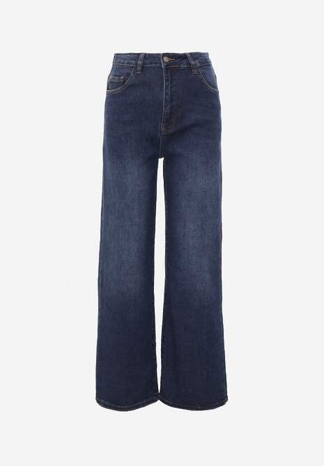 Niebieskie Jeansy Wide Leg Regular Waist z Bawełną i Domieszką Wiskozy Petocea 6