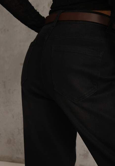 Czarne Jeansy Straight Leg High Waist z Bawełną i Dodatkiem Wiskozy Vilinoris 5