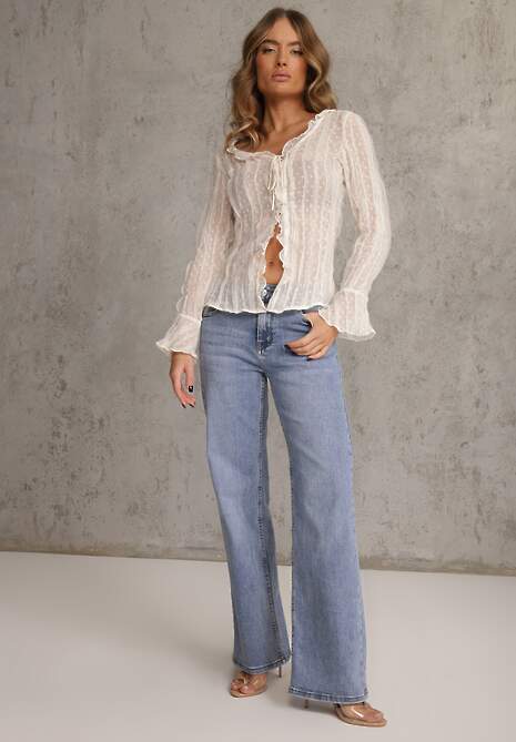 Niebieskie Jeansy Wide Leg Regular Waist z Bawełną i Dodatkiem Wiskozy Jeniemala 4