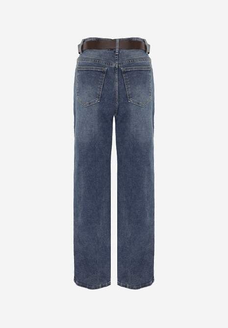 Niebieskie Jeansy Wide Leg High Waist z Bawełną i Dodatkiem Wiskozy Phrixanise 7