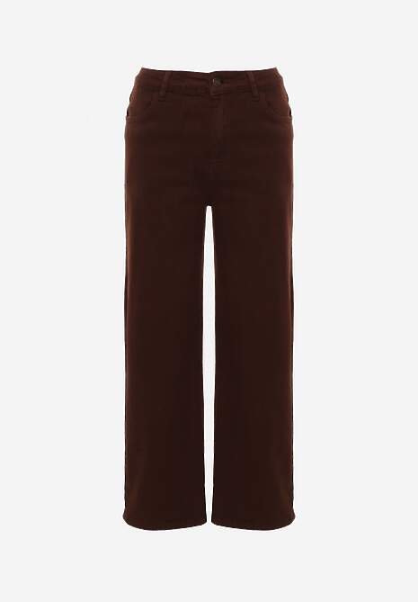 Ciemnobrązowe Szerokie Jeansy High Waist z Bawełny Physossia 6