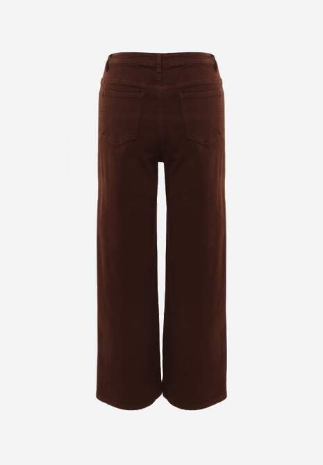 Ciemnobrązowe Szerokie Jeansy High Waist z Bawełny Physossia 7