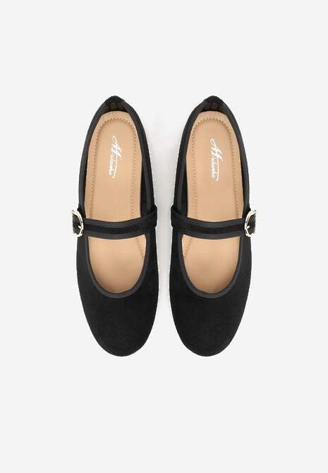 Czarne Balerinki Mary Jane z Klamrą Zaurg 6
