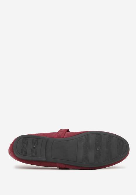 Bordowe Balerinki Mary Jane z Klamrą Zaurg 7