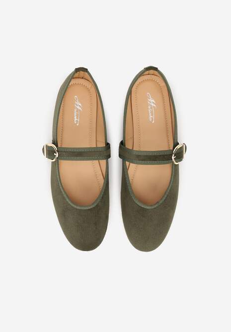 Zielone Balerinki Mary Jane z Klamrą Zaurg 6