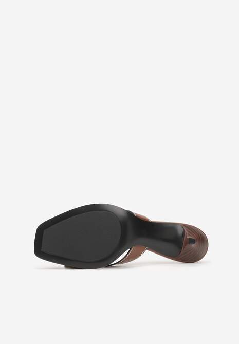 Brązowe Klapki na Szpilce z Wycięciami po Bokach Amaliliphis 7