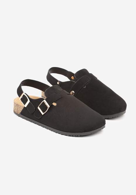 Czarne Sandały Typu Chodaki z Klamrami Silvermore 5