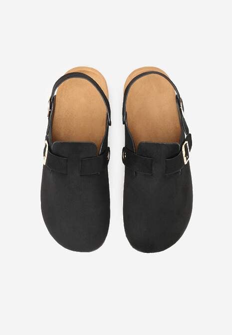 Czarne Sandały Typu Chodaki z Klamrami Silvermore 6