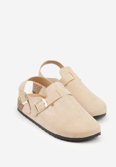 Beżowe Sandały Typu Chodaki z Klamrami Silvermore 5