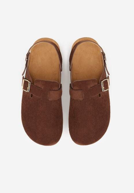 Brązowe Sandały Typu Chodaki z Klamrami Silvermore 6