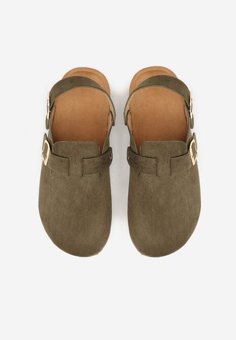 Zielone Sandały Typu Chodaki z Klamrami Silvermore 6