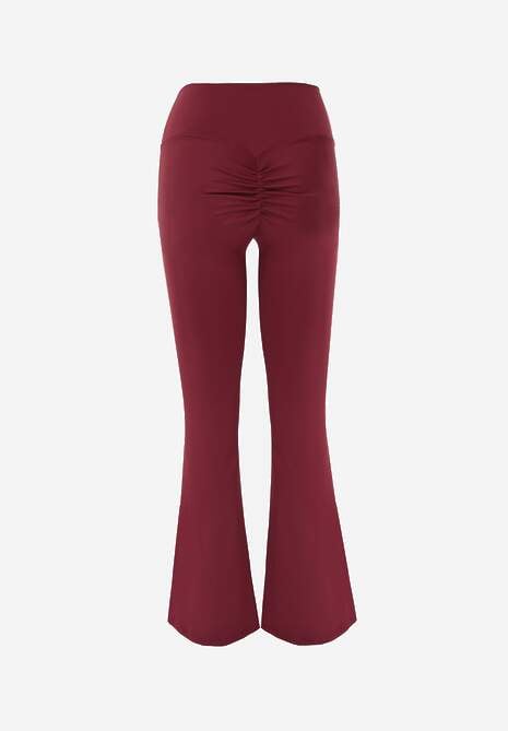 Bordowe Legginsy Dzwony High Waist Orruvana 7