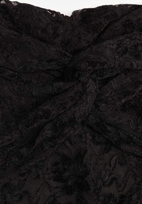 Czarna Koronkowa Sukienka Bodycon z Odkrytymi Ramionami i Supłem Aethanise 6