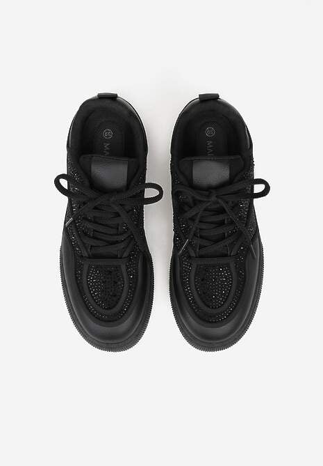 Czarne Sneakersy na Platformie Ozdobione Cyrkoniami Kyllyss 6