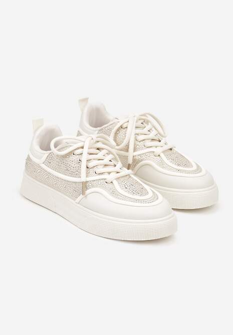 Beżowe Sneakersy na Platformie Ozdobione Cyrkoniami Kyllyss 5