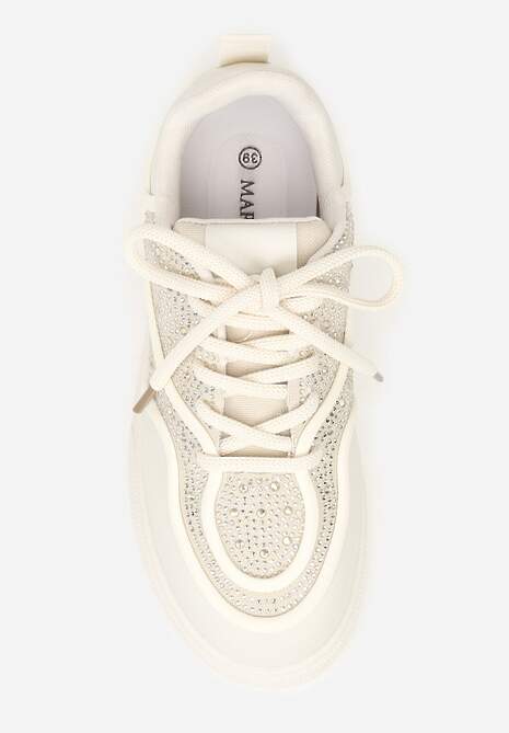 Beżowe Sneakersy na Platformie Ozdobione Cyrkoniami Kyllyss 6