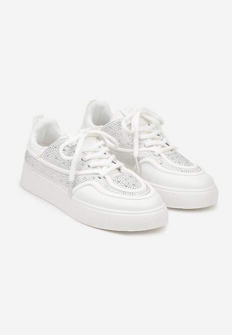 Białe Sneakersy na Platformie Ozdobione Cyrkoniami Kyllyss 5