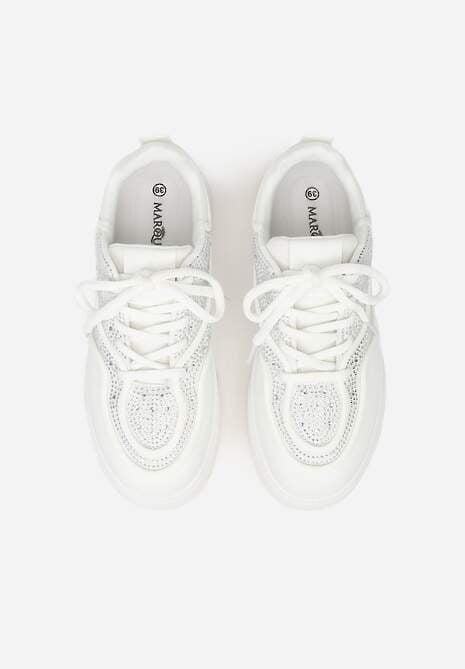 Białe Sneakersy na Platformie Ozdobione Cyrkoniami Kyllyss 6
