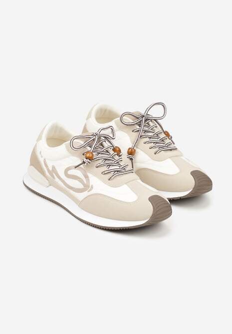 Beżowe Sneakersy Ozdobione Geometrycznym Motywem Phiaronei 5