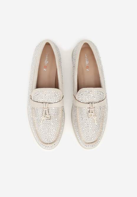 Szare Mokasyny z Cyrkoniami i Ozdobami Distantsteam 6