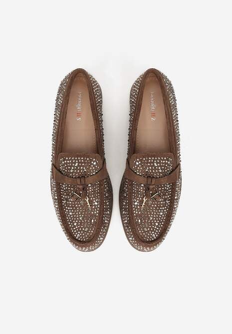 Brązowe Mokasyny z Cyrkoniami i Ozdobami Distantsteam 6