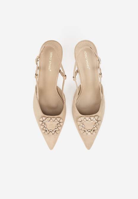 Ciemnobeżowe Sandały na Szpilce Ozdobione Aplikacją z Cyrkoniami Orinriane 6