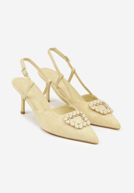 Beżowe Sandały na Szpilce Ozdobione Aplikacją z Cyrkoniami Orinriane 5