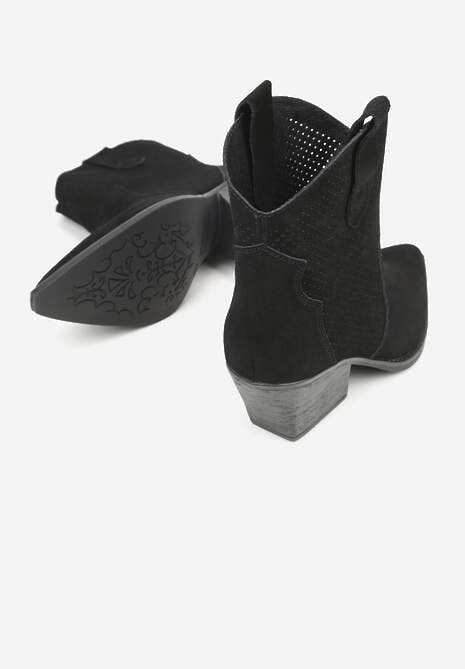 Czarne Botki Typu Kowbojki na Stożku ze Skóry Naturalnej Clearfeather 7